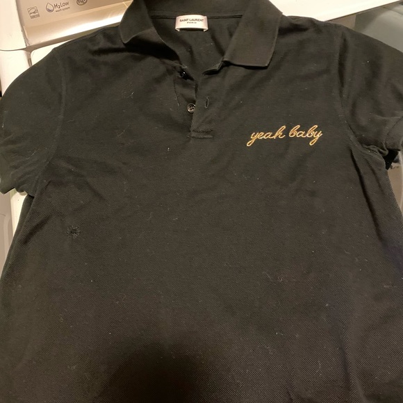 Saint Laurent Tops - yves saint laurent paris yeah baby polo shirt blac